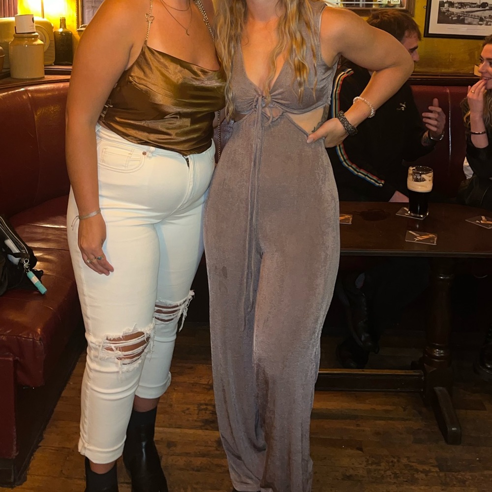 Shiny cutout jumpsuit